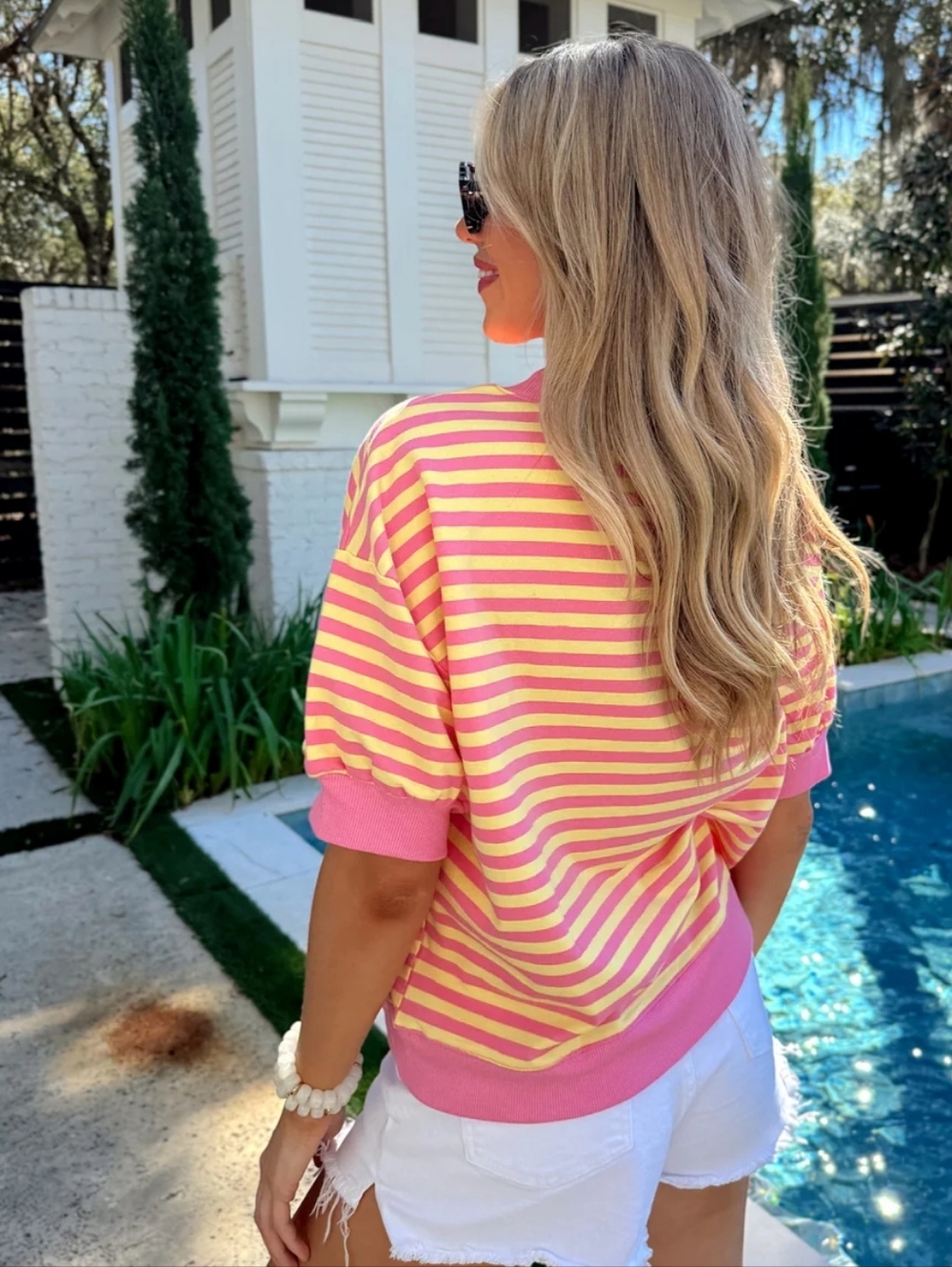 NWT Bella Rose day+moon Groovy Glow Striped 3/4 Sleeve Top Size Medium - Picture 6 of 14